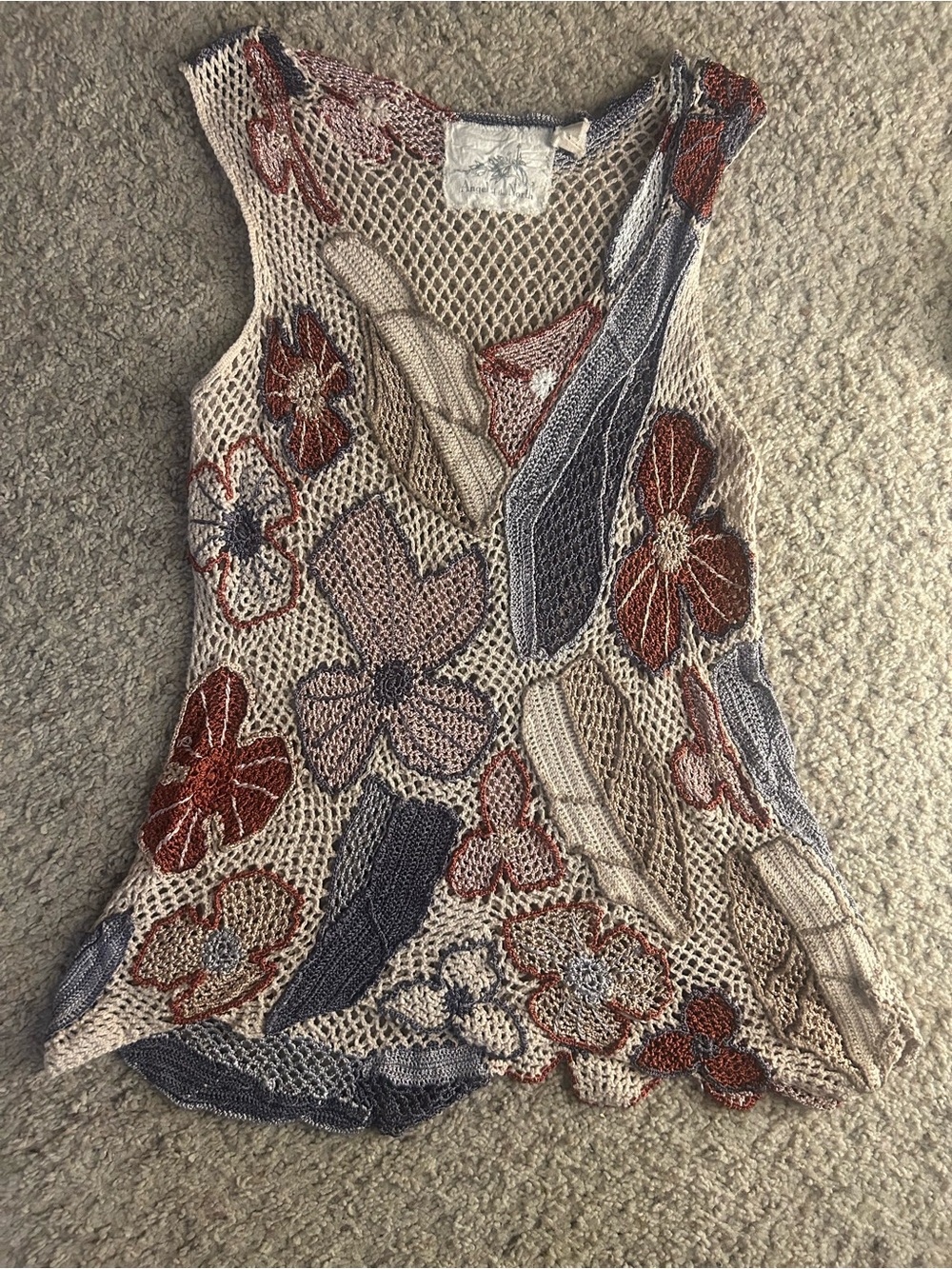 Angel Of The North Beige Mesh Tank